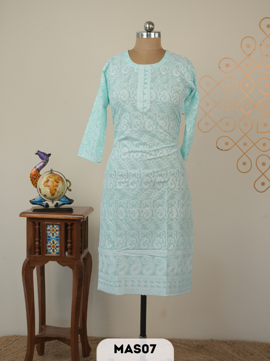 CHIKENKARI KURTI TOP MATERIAL WITH MACHINE EMBROIDERY