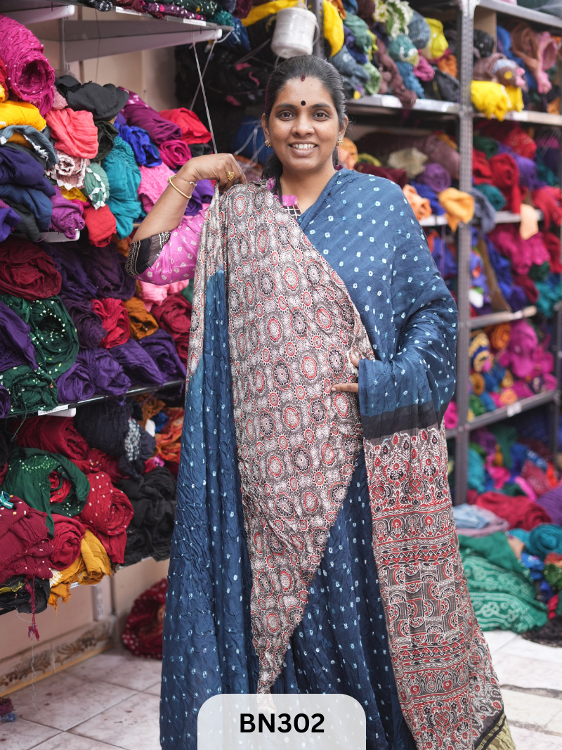 MODAL GAJI - AJRAKH BANDHINI SAREE
