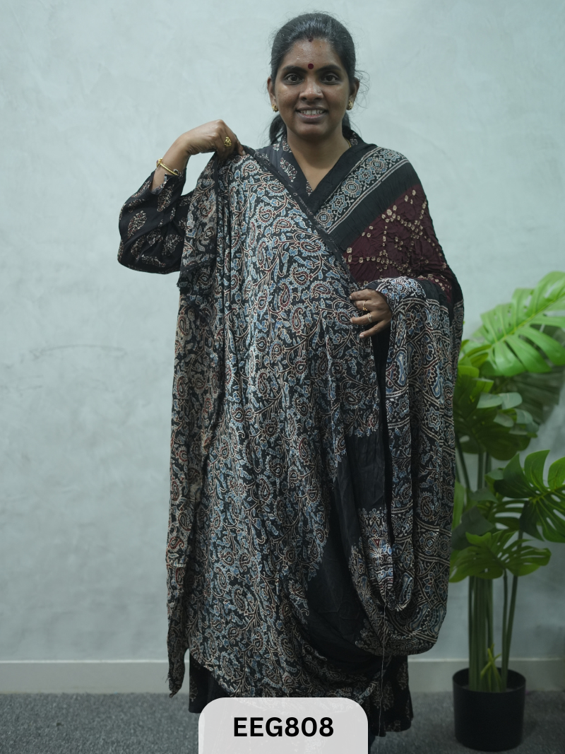 MODAL AJRAKH BANDHEJ SAREE