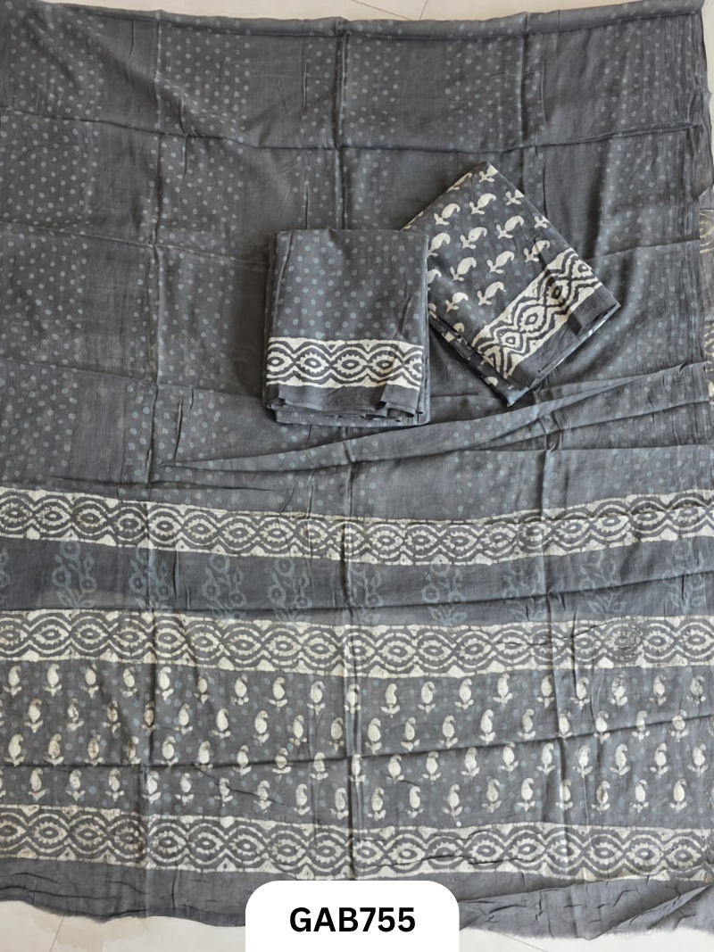 Handblock Cotton Suits With Mulmul Cotton Dupatta | Top 2.5 Mtr Dupatta 2.5 Mtr