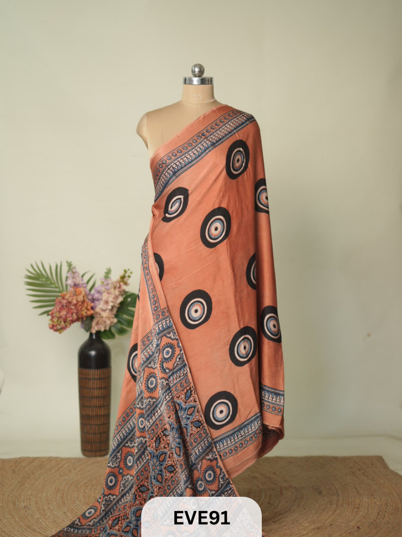 MODAL AJRAKH HANDBLOCK PRINT SAREE
