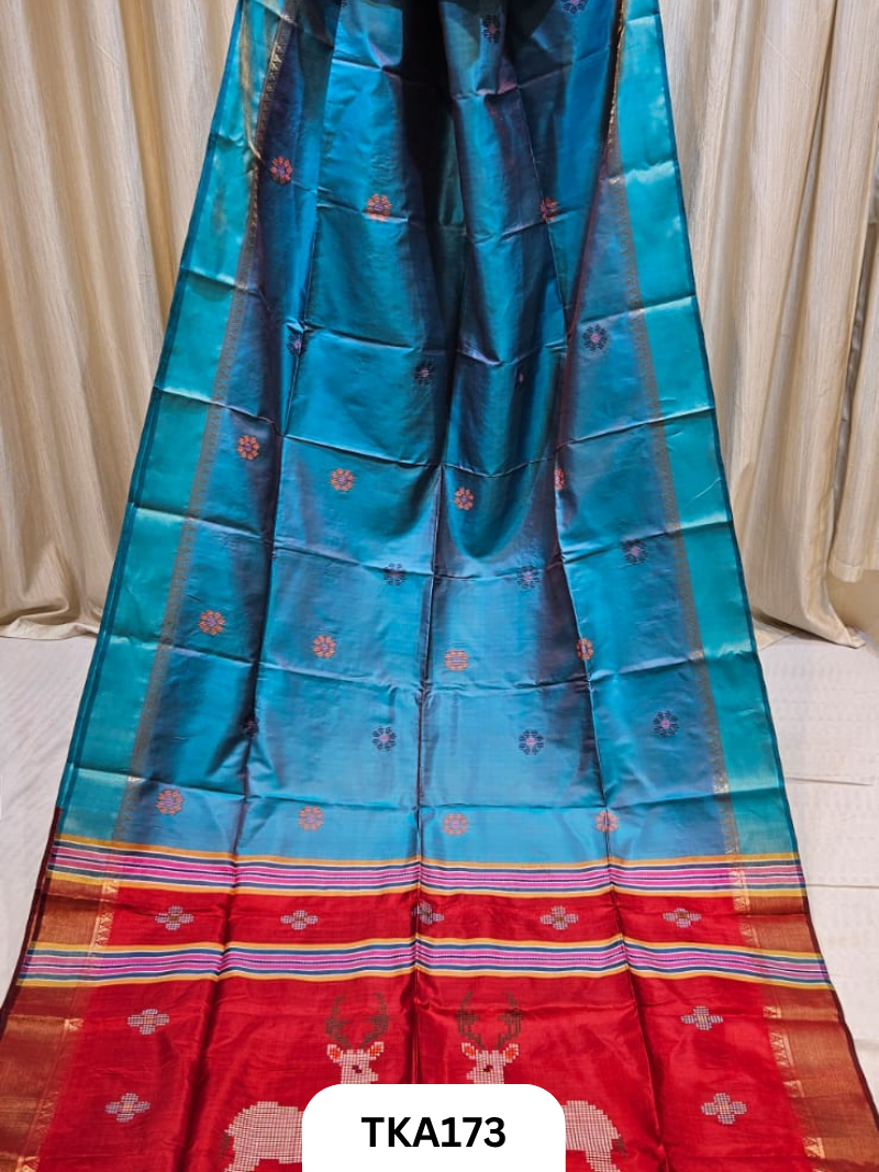 Pure Bishnupuri Katan Kalakshetra Silk – Handwoven Saree