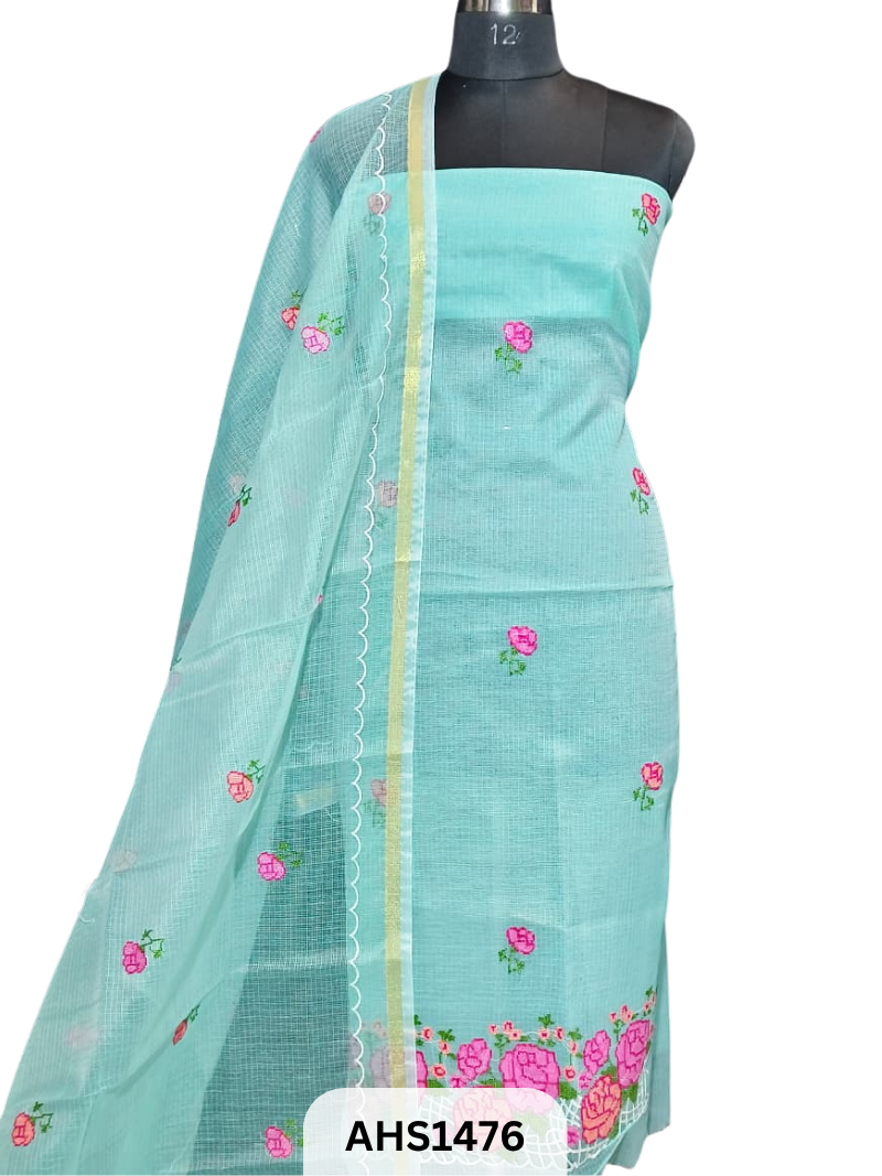 Soft Kota Embroidery Work Dress Material Top & Dupatta