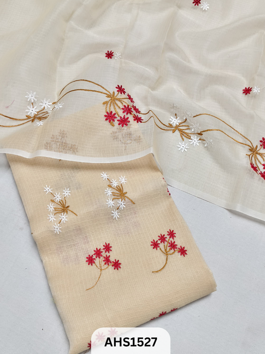Kota Cotton Embroidery Work Dress Material