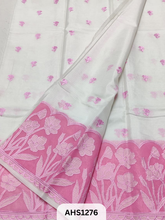Soft Silk Kota Applique Work Saree
