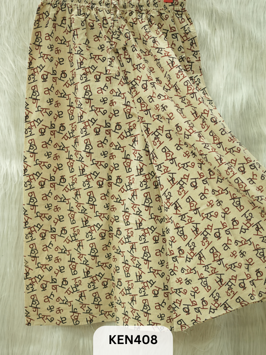 PLAZO HANDBLOCK PANT-FREE SIZE(22 to 40 INCH)
