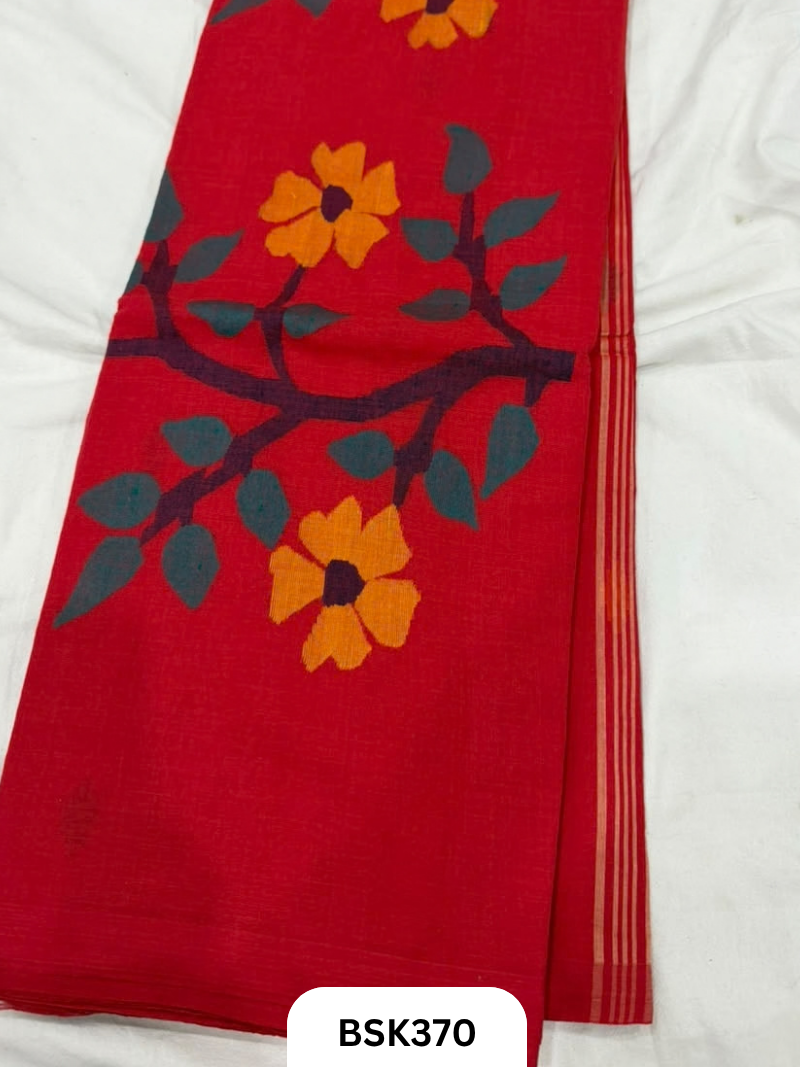 Handloom Pure Mul Cotton With Jamdhani Weave Saree