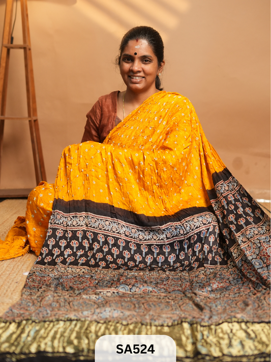 MODAL SILK WITH BANDHINI WORK