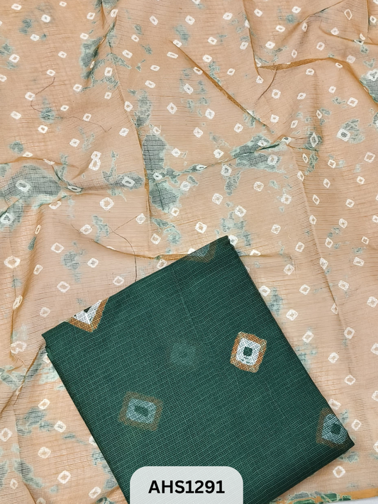 Pure Kota Cotton Shibori Print Dress Material Top & Dupatta 2.5mtr