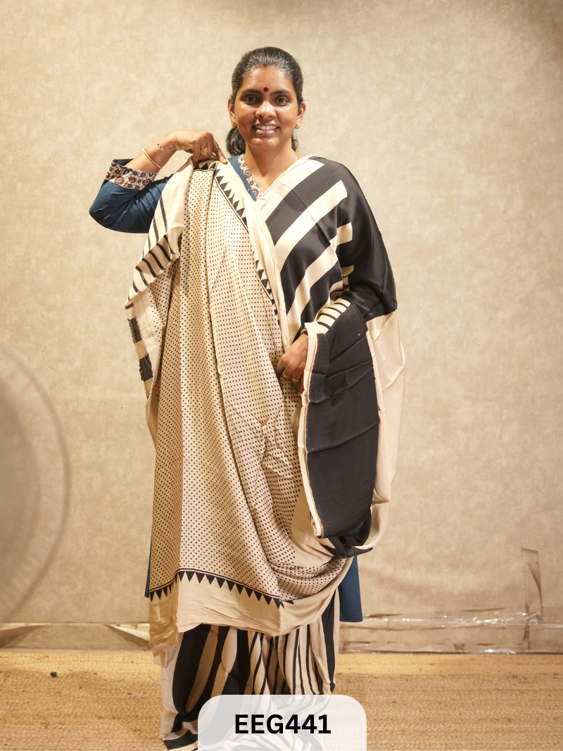 AJRAKH MODAL SAREE- RETRO