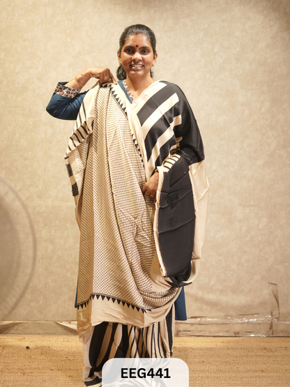 AJRAKH MODAL SAREE- RETRO