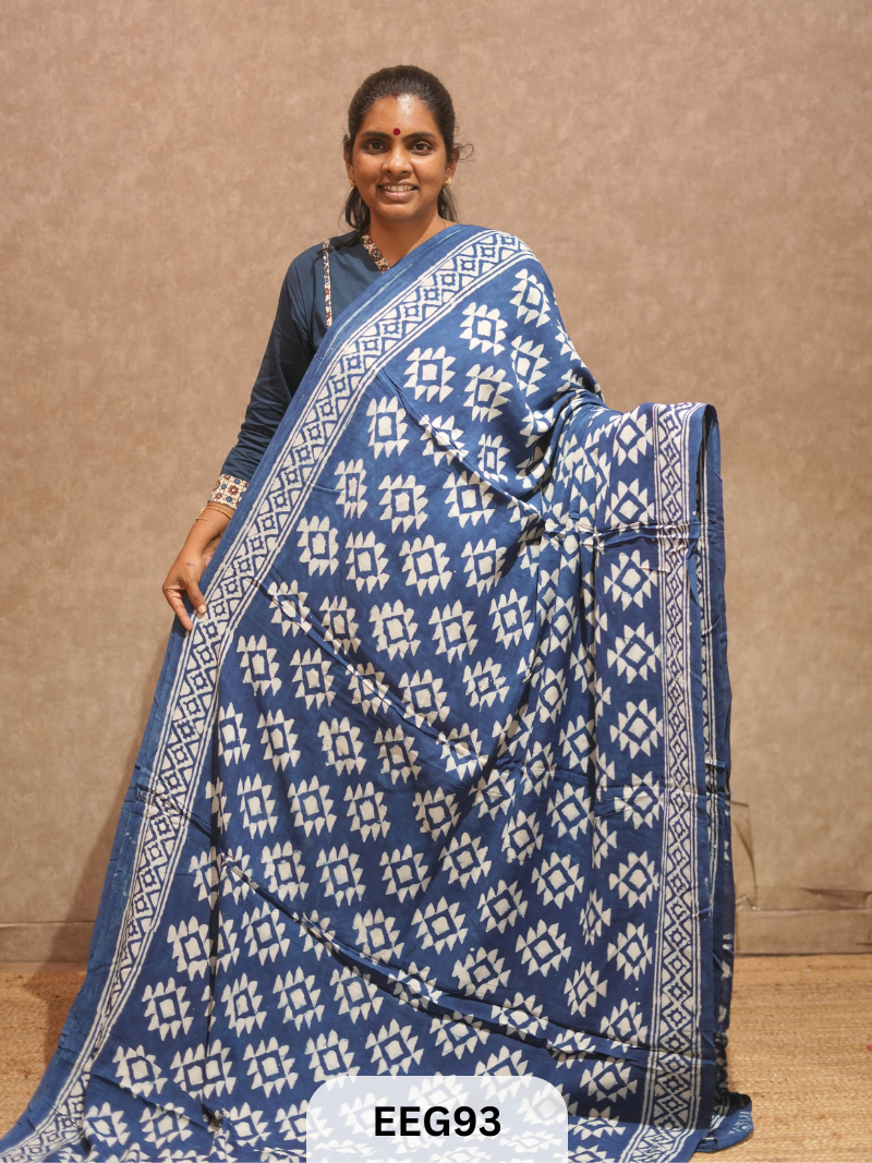 CHANDERI INDIGO SAREE