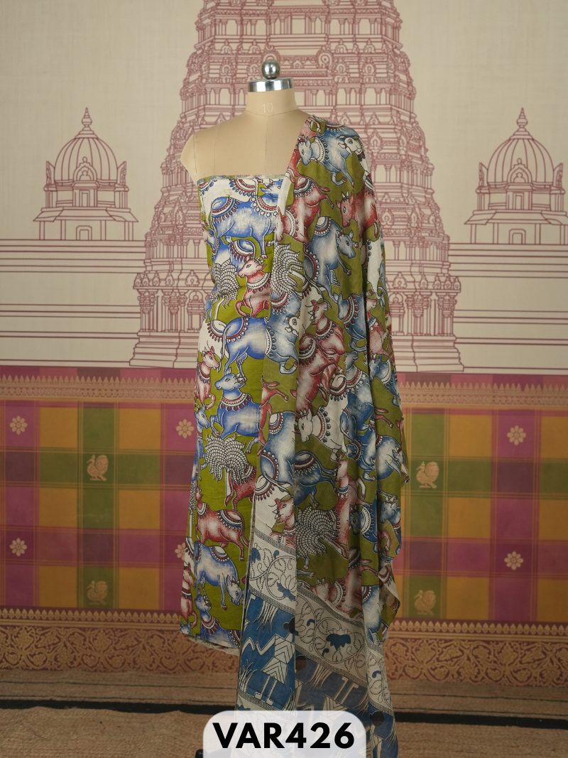 KALAMKARI 2 PCS SALWAR SUIT- top2.5 mtr and duppatta