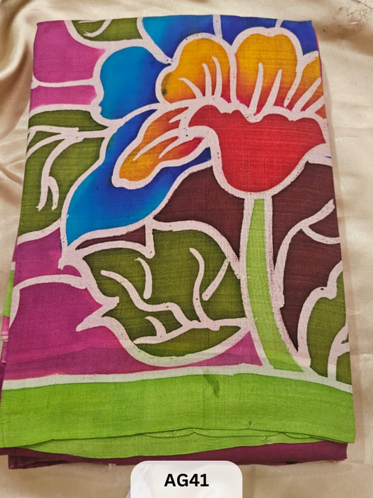 MURSHIDABAD HAND PAINTED SILK SAREE