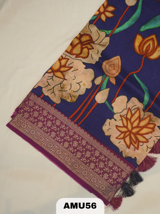 PREMIUM BANARAS ORGANZA DIGITAL KALAMKARI PRINT SAREE