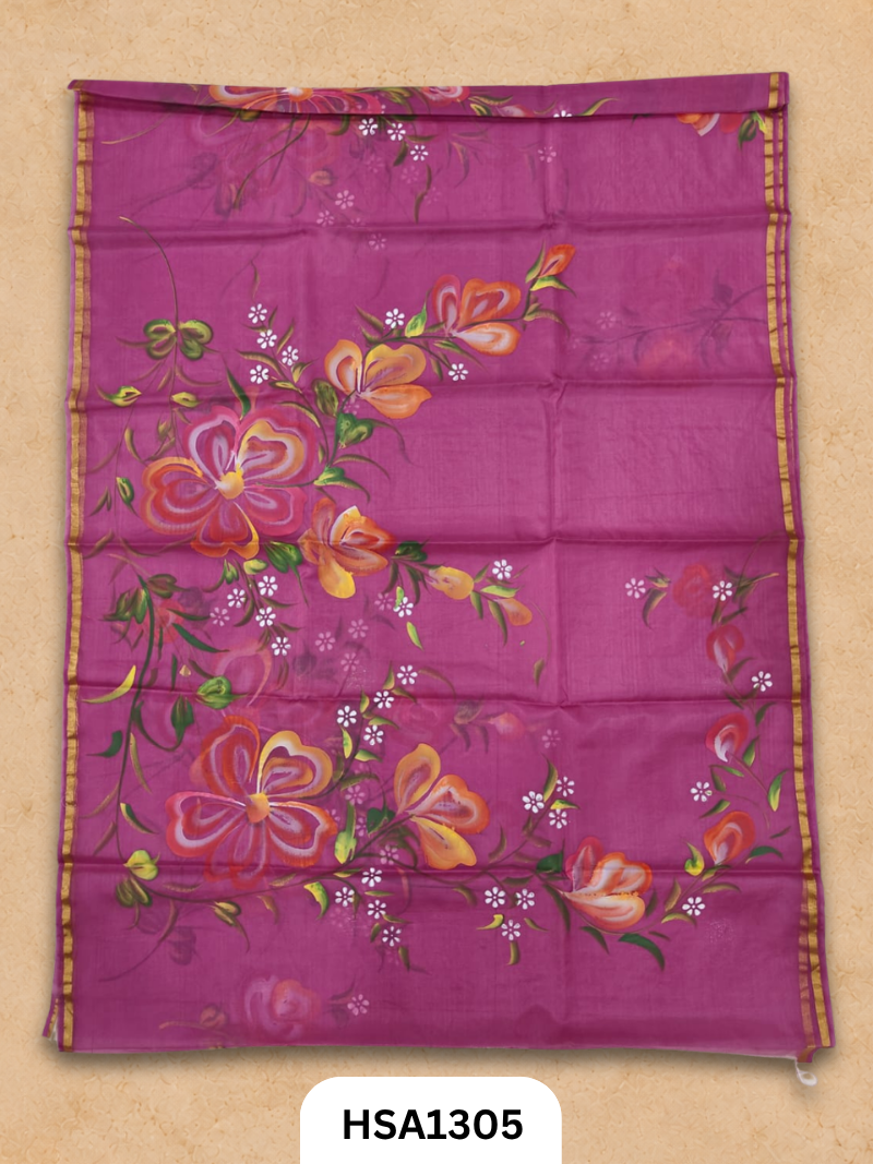 Hand painted Organza Saree with blouse
