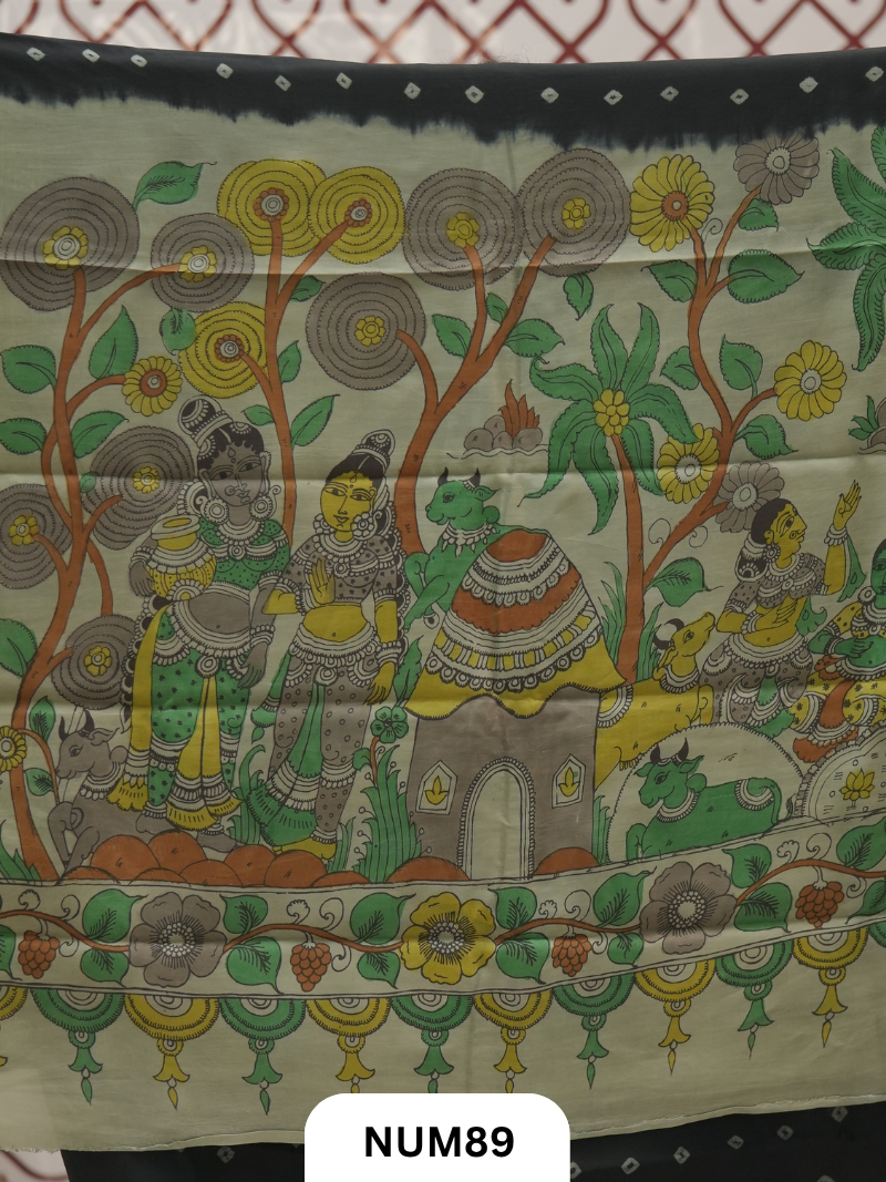 Modal Bandhini With Pure Penkalamkari Pallu And Blouse