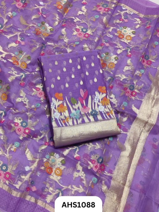 Pure Silk Kota Weaving Two Piece Dress Material  Heavy Weaving Dupatta & Kurta