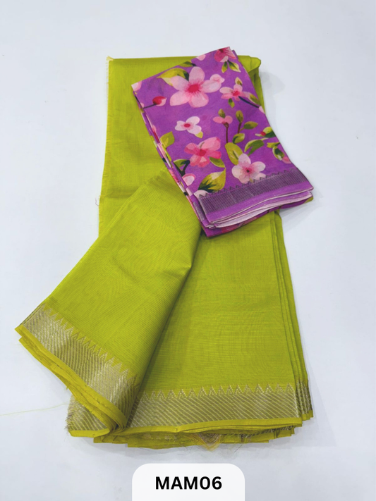 MANGALAGIRI HANDLOOM SAREE WITH NIZAM BORDER DUAL BLOUSE 😍 1 MTR IN SAREE AND 1 MTR DIGITAL  MANGALAGIRI BLOUSE FREE WITH IT