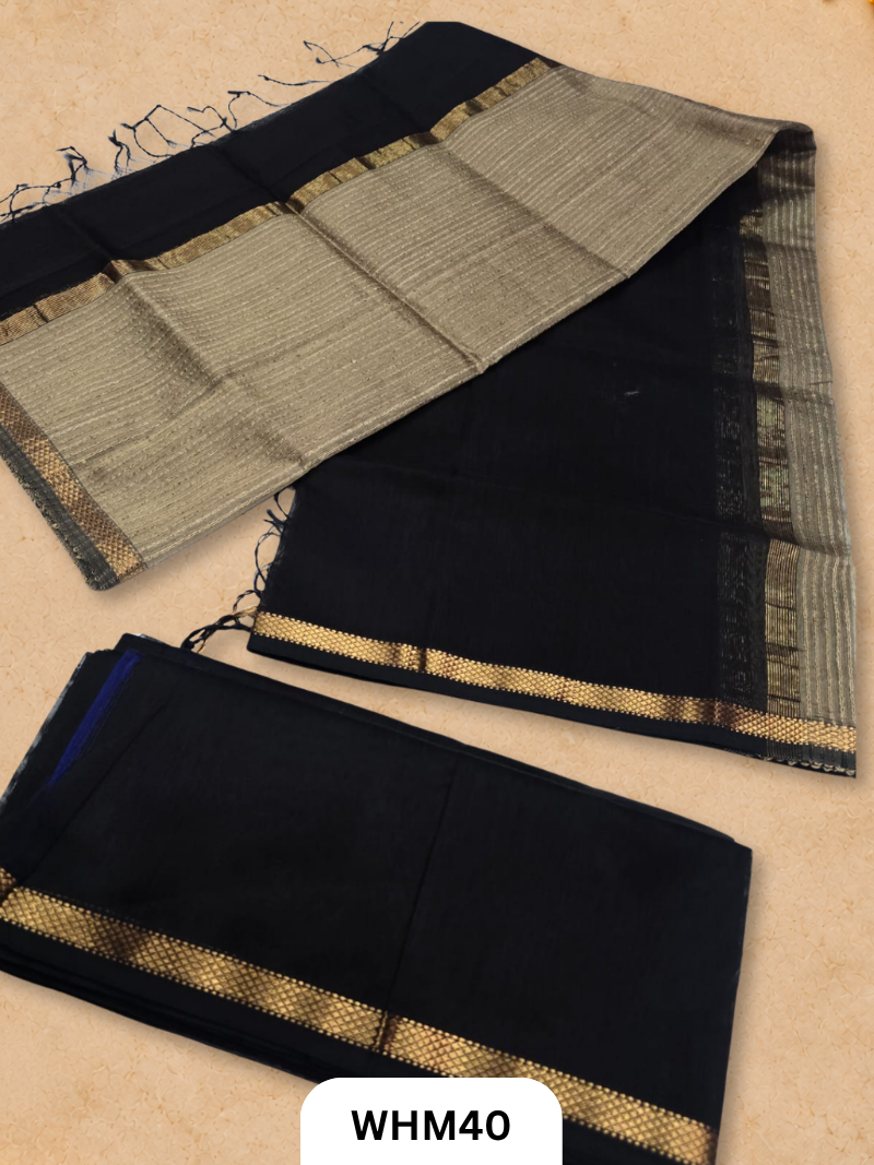 Pure Maheshwari handloom dress material kosa pallu 2 pcs