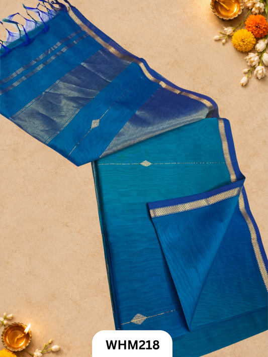 Pure Maheshwari Handloom Dual Tone Diamand Butti Line Saree