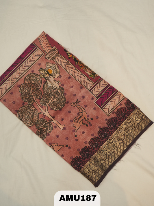 BANARAS RUSSIAN SILK SAREE WITH PRINTED