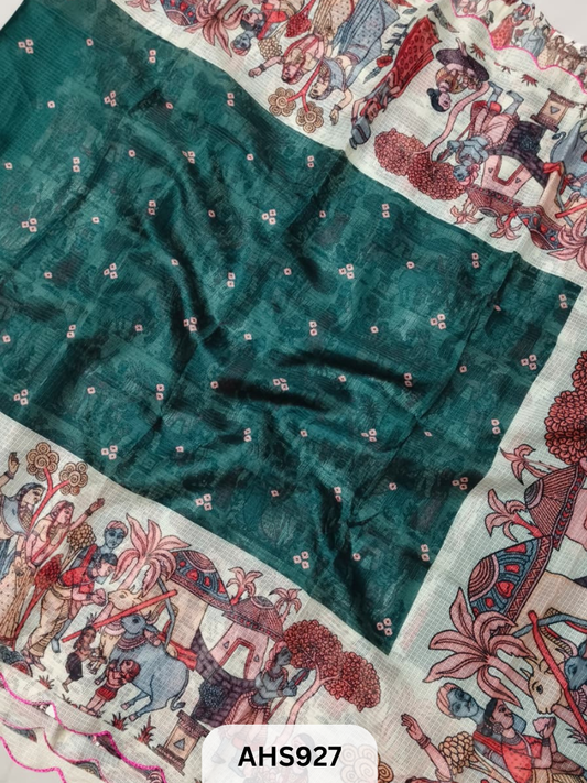 Soft Silk Kota Digital Print Saree With Blouse