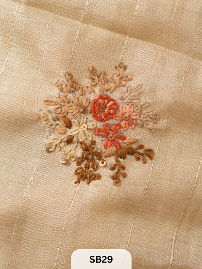 SEMI TUSSAR WITH HAND EMBROIDERY