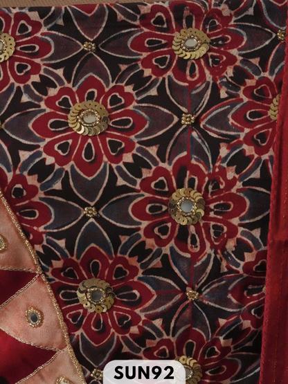 Modal Ajrakh Handblock mirror work 2 Pcs Suits