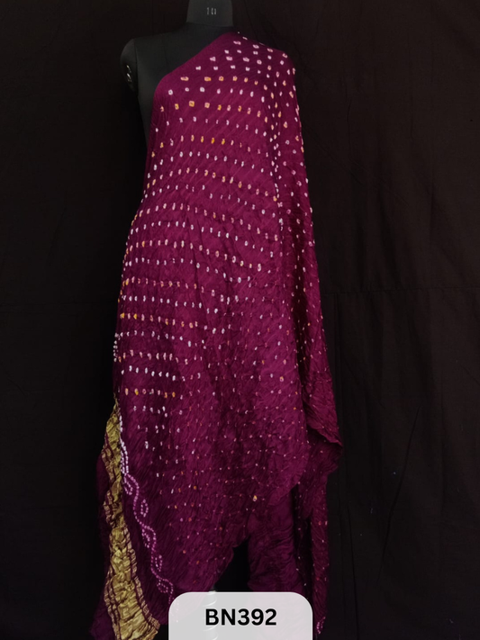 Bandhani with lagidi patta Dupatta