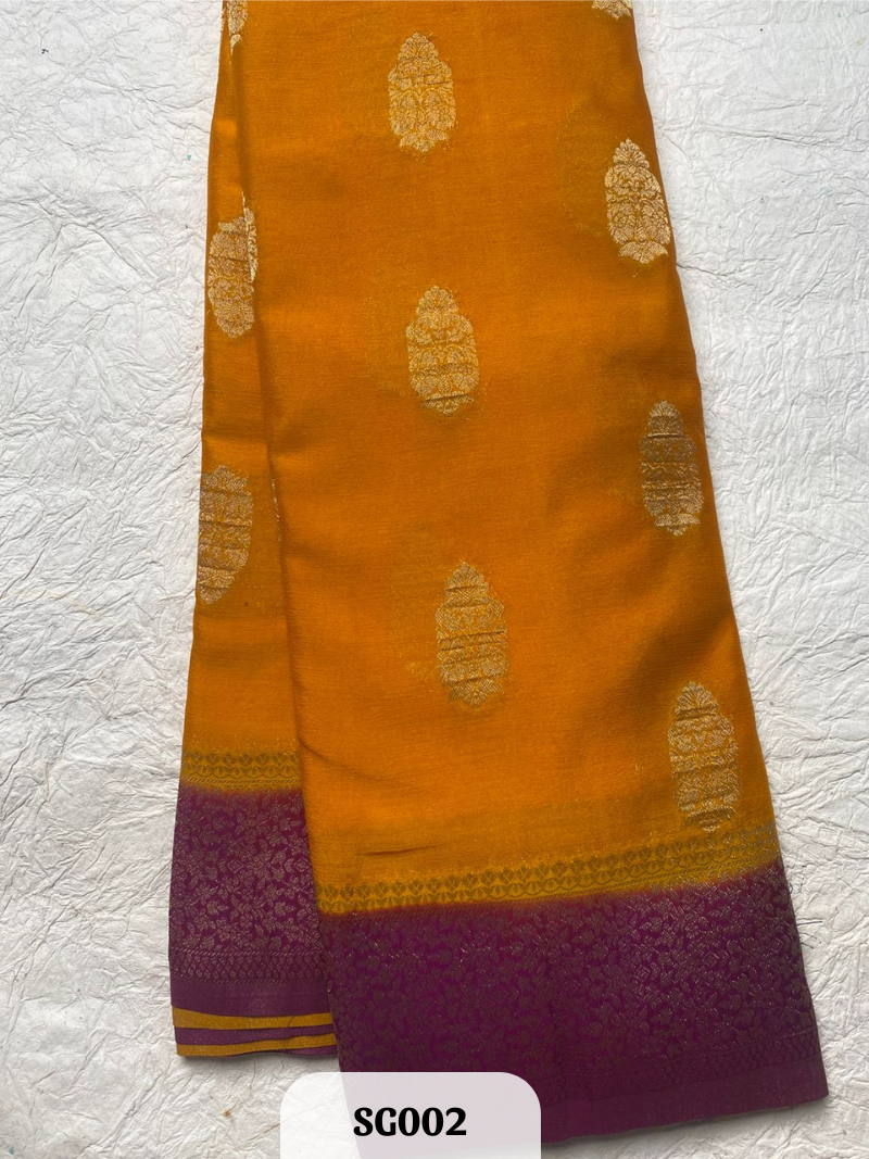 Semi Georgette- Mysore pattern saree with contrast pallu