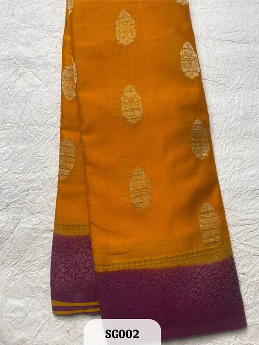 Semi Georgette- Mysore pattern saree with contrast pallu