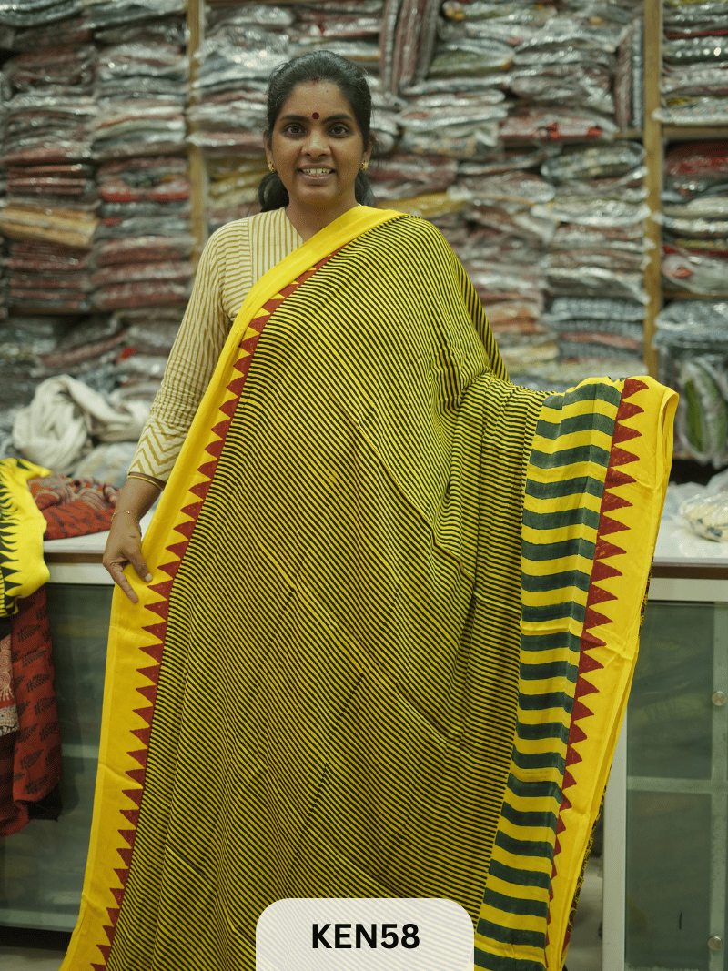 MODAL NATURAL AJRAKH HANDBLOCK SAREE