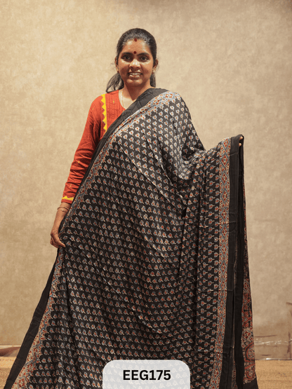 AJRAKH MODAL SAREE WITH MIRROR