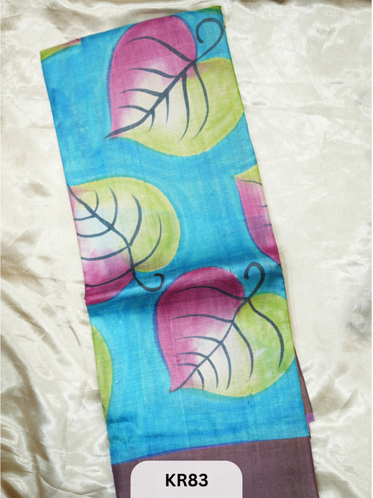 PURE TUSSAR SILK WITH ZARI HAND PAINTED