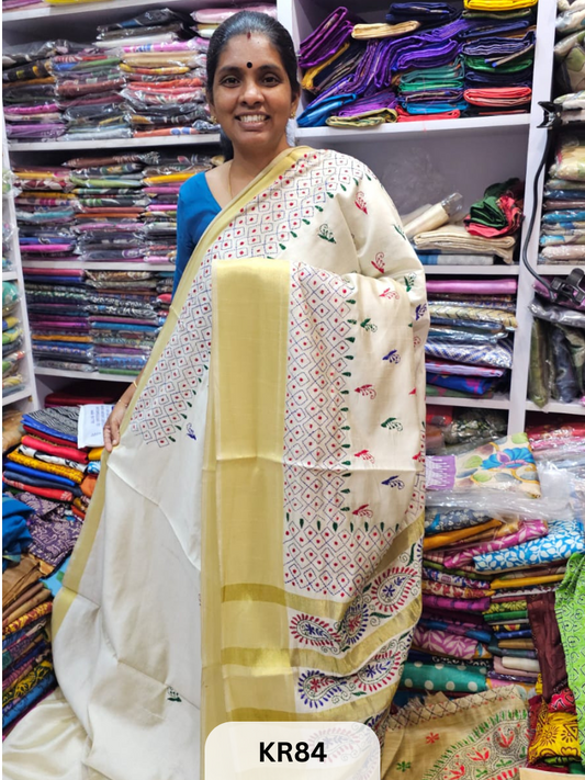 DUPION SILK WITH KANTHA STITCH