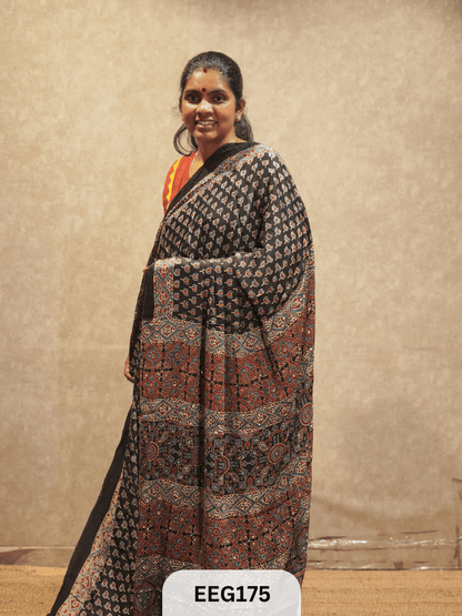 AJRAKH MODAL SAREE WITH MIRROR