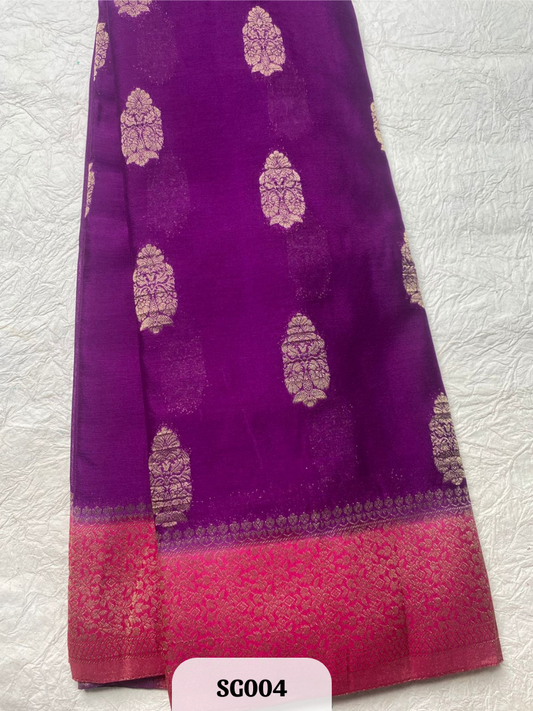 Semi Georgette- Mysore pattern saree with contrast pallu