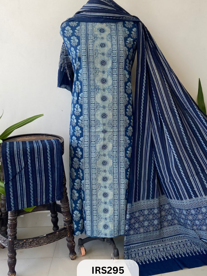 PURE COTTON FABRIC WITH AJRAKH PRINT DESIGNER SALWAR SUIT WPRIITH AJRAKH NT BOTTOM