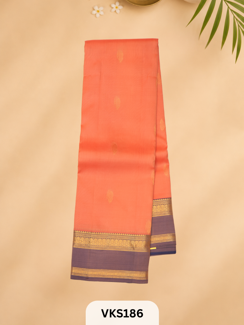 PURE KANCHIPURAM PLAIN SOFT SILK SAREE  WITH DOUBLE BORDER
