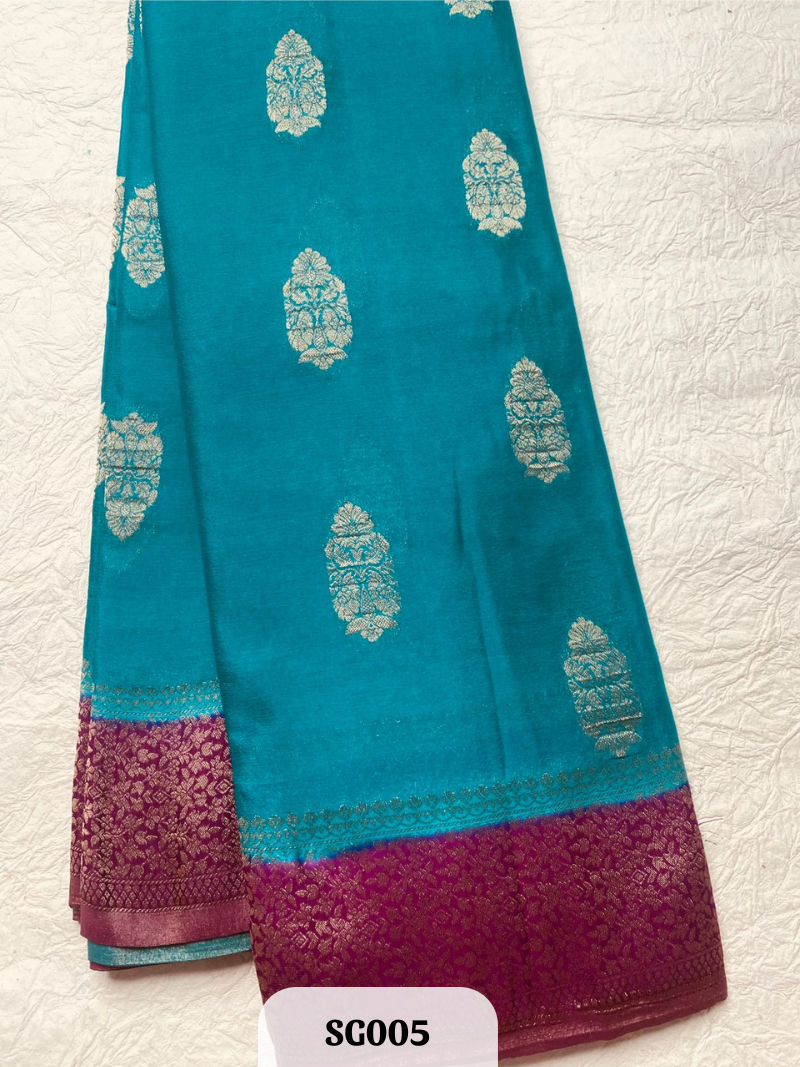 Semi Georgette- Mysore pattern saree with contrast pallu