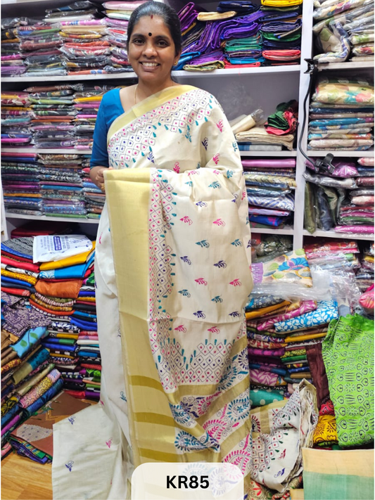 DUPION SILK WITH KANTHA STITCH