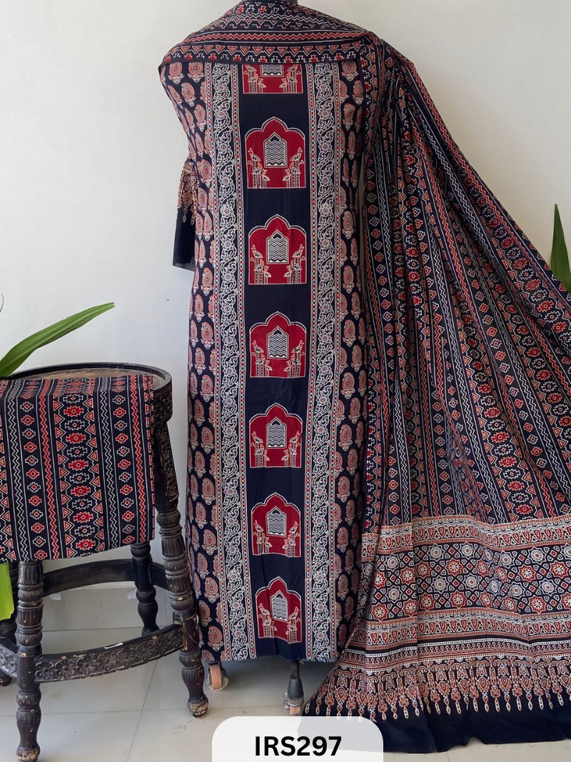 PURE COTTON FABRIC WITH AJRAKH PRINT DESIGNER SALWAR SUIT WPRIITH AJRAKH NT BOTTOM
