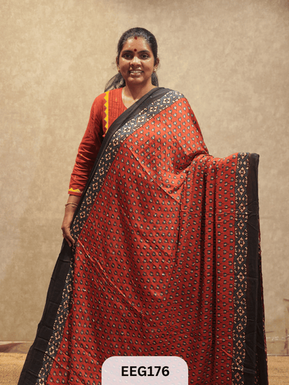 AJRAKH MODAL SAREE WITH MIRROR