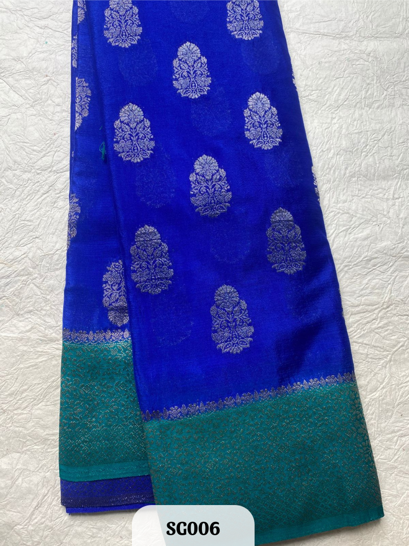 Semi Georgette- Mysore pattern saree with contrast pallu