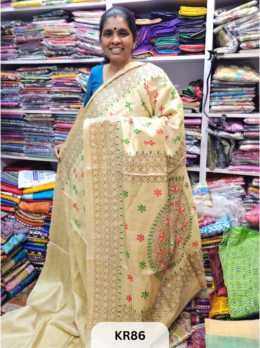 DUPION SILK WITH KANTHA STITCH