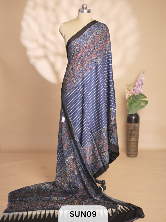 MODAL AJRAKH SAREE - MISPRINT