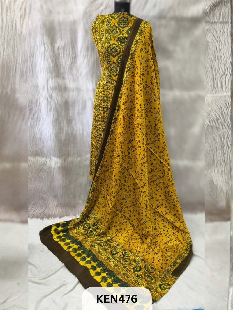 MODAL SILK NATURAL DYE HANDBLOCK PRINT -2PC SUIT -2.40MTR