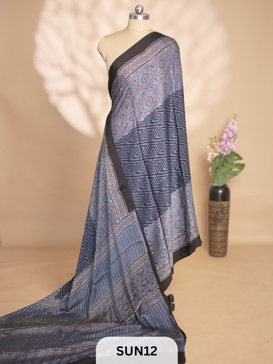 MODAL AJRAKH SAREE - MISPRINT