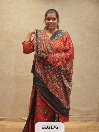 AJRAKH MODAL SAREE WITH MIRROR